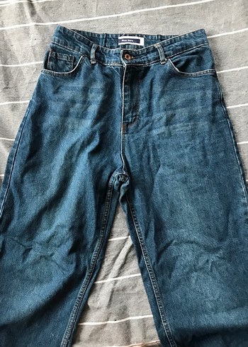 Gri Mavi Bol Kesim Kadın Denim Pantolon