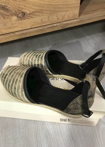 Bej Zebra Desenli Dolgu Topuklu Kadın Espadril - Görsel 6