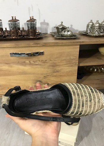 Bej Zebra Desenli Dolgu Topuklu Kadın Espadril - Görsel 4