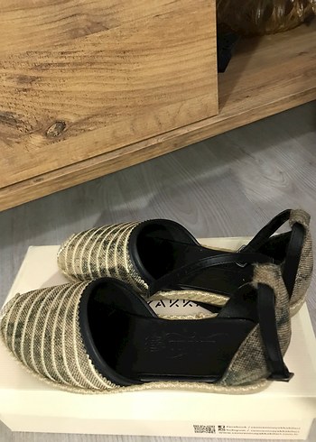 Bej Zebra Desenli Dolgu Topuklu Kadın Espadril - Görsel 2