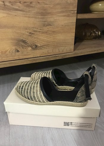 Bej Zebra Desenli Dolgu Topuklu Kadın Espadril - Görsel 8