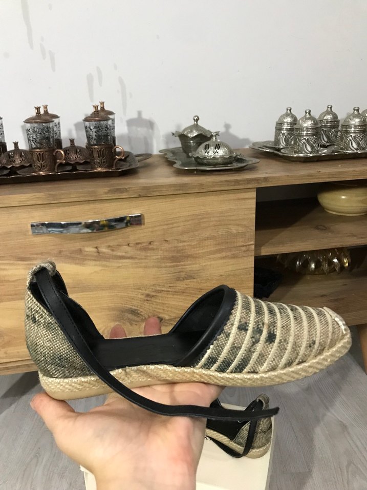 Bej Zebra Desenli Dolgu Topuklu Kadın Espadril - Görsel 3