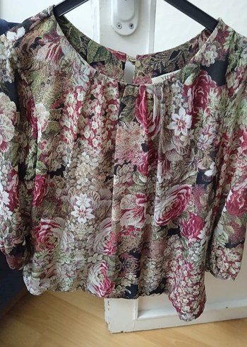 Vintage Love Romantik Cicek Desenli Uzun Kollu Bluz