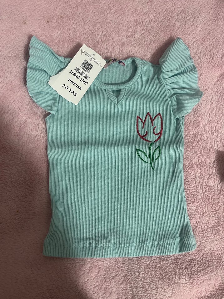 Kız Çocuk Siyah Nakışlı Kısa Kollu Tişört - Görsel 5