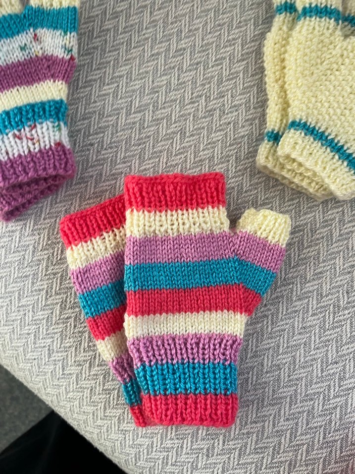 Renkli Örgü Parmaksız Kadın Eldivenleri - Görsel 2