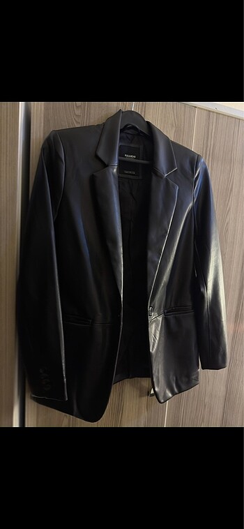 xs Beden siyah Renk deri blazer