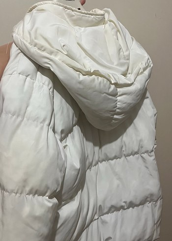 Düğmeli Beyaz Kadın Kışlık Mont - Görsel 2