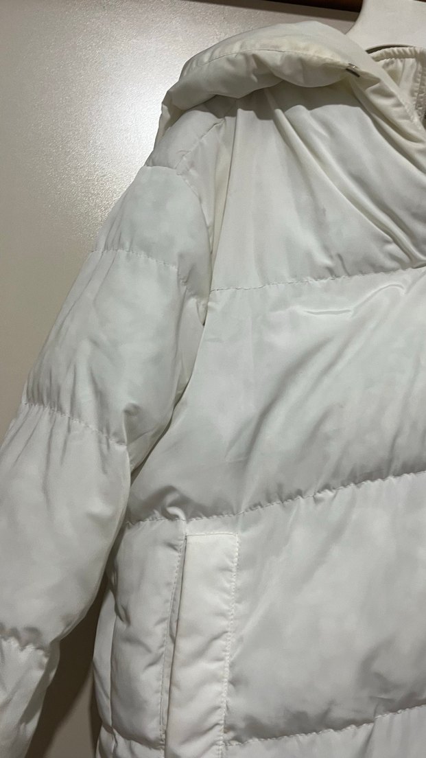 Düğmeli Beyaz Kadın Kışlık Mont - Görsel 5