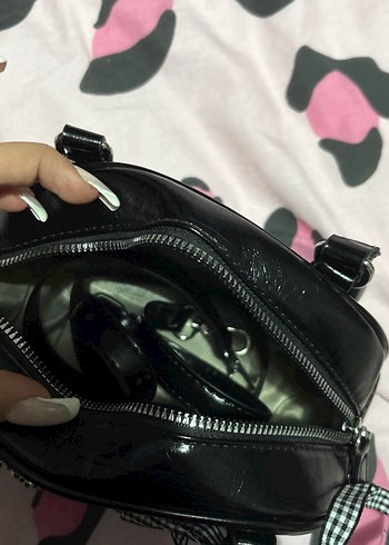 Parlak Siyah Yılan Derisi Desenli Kadın Çanta - Görsel 6