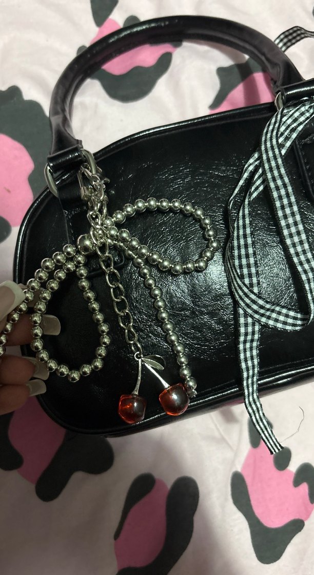 Parlak Siyah Yılan Derisi Desenli Kadın Çanta - Görsel 5