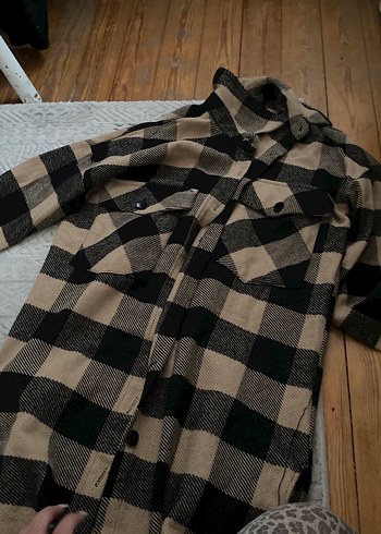 Düğmeli Ekose Uzun Kollu Kadın Gömlek - Görsel 2