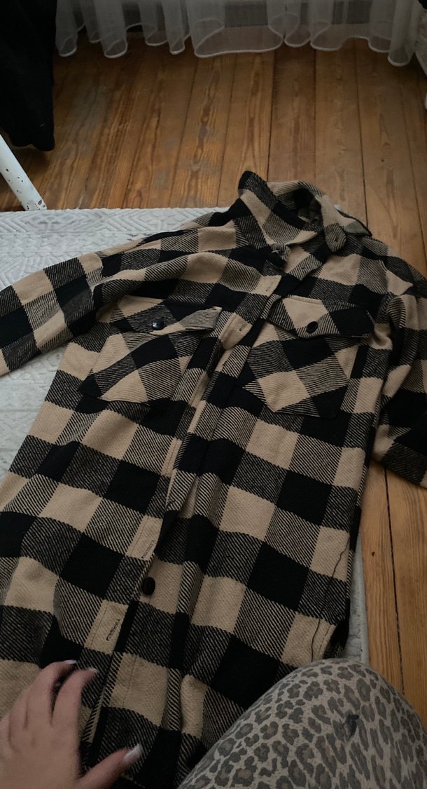 Düğmeli Ekose Uzun Kollu Kadın Gömlek - Görsel 2