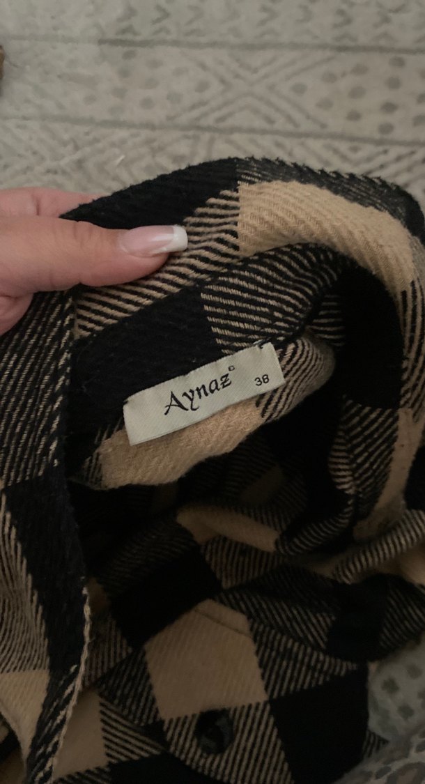 Düğmeli Ekose Uzun Kollu Kadın Gömlek - Görsel 3