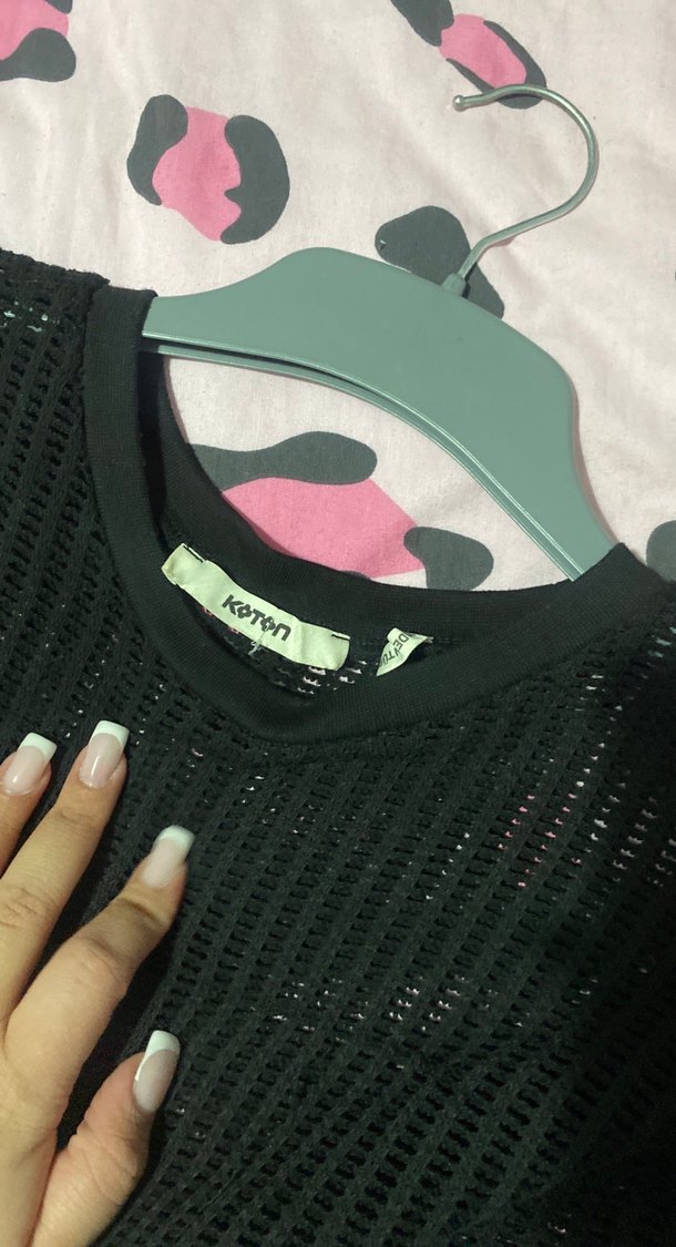 Siyah Örgü Kadın Triko Kazak - Görsel 2