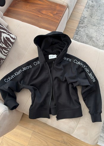 Calvin Klein Siyah Kapusonlu Fermuarli Sweatshirt