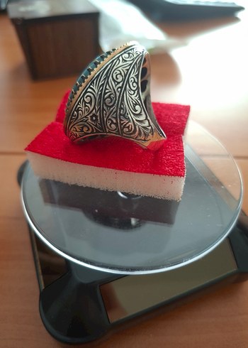 925 Ayar Gümüş Yeşil Akik Yüzük - Görsel 7