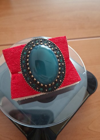 925 Ayar Gümüş Yeşil Akik Yüzük - Görsel 2