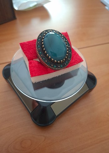 925 Ayar Gümüş Yeşil Akik Yüzük - Görsel 4