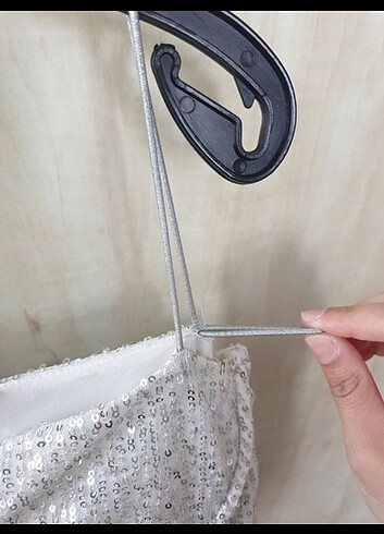 Gümüş pullu payetli elbise - Görsel 4