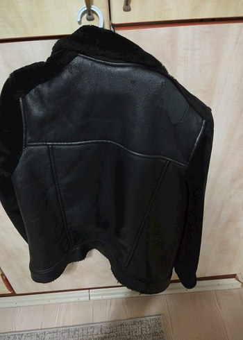 Kürklü Siyah Süet Biker Ceket - Görsel 6