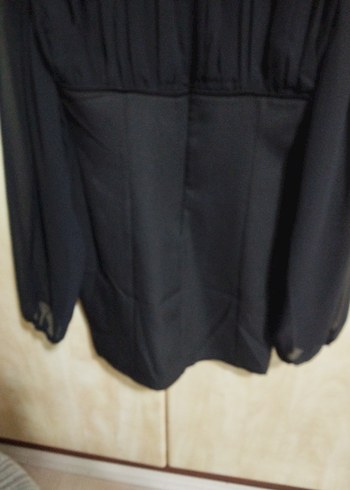 Piliseli Siyah Uzun Kollu mini elbise - Görsel 7