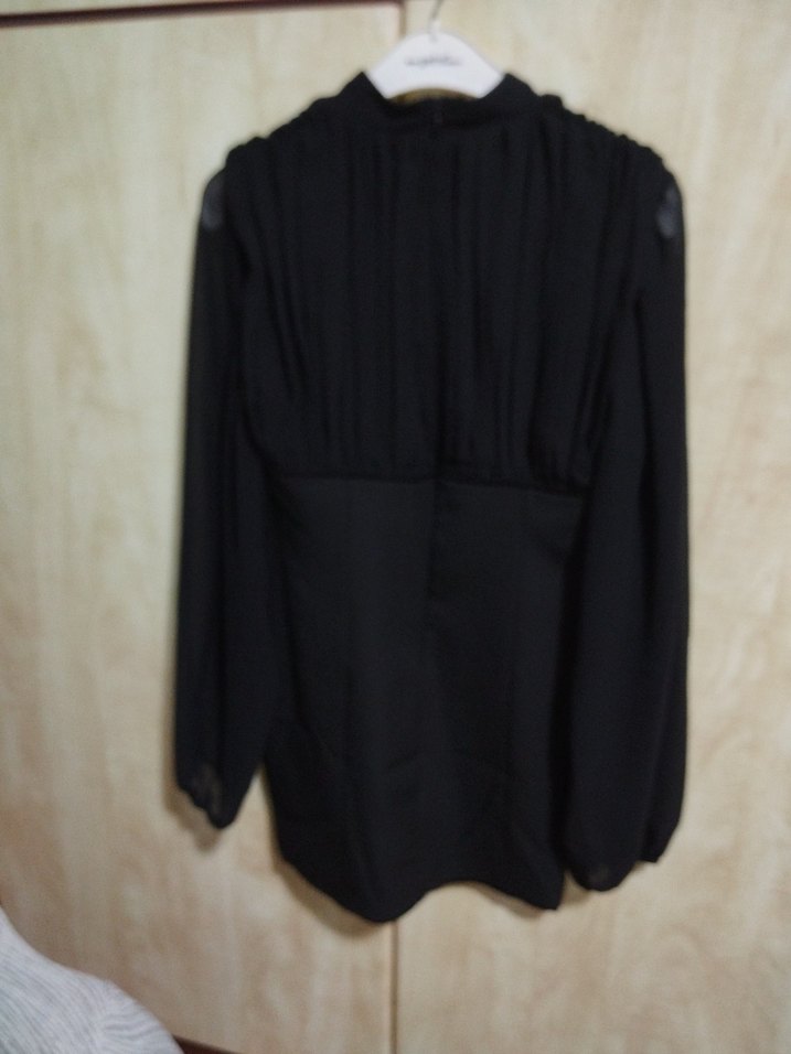 Piliseli Siyah Uzun Kollu mini elbise - Görsel 5