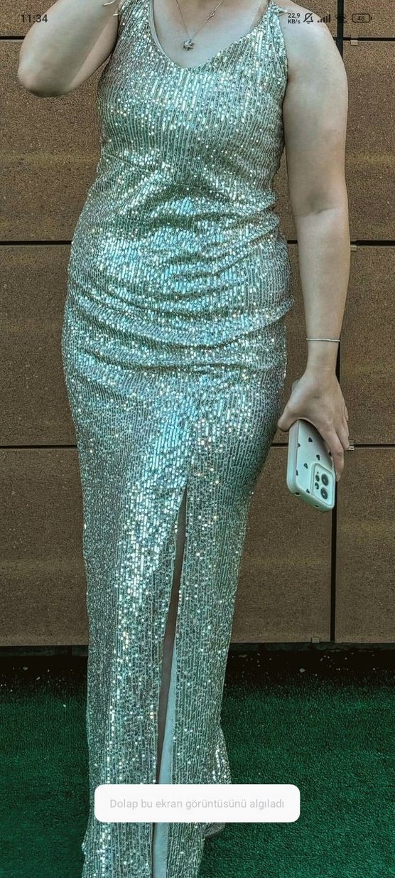 Parlak Payetli Uzun Abiye Elbise - Görsel 2