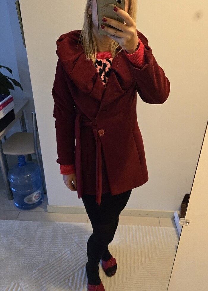 Kaşe bordo kaban - Görsel 2