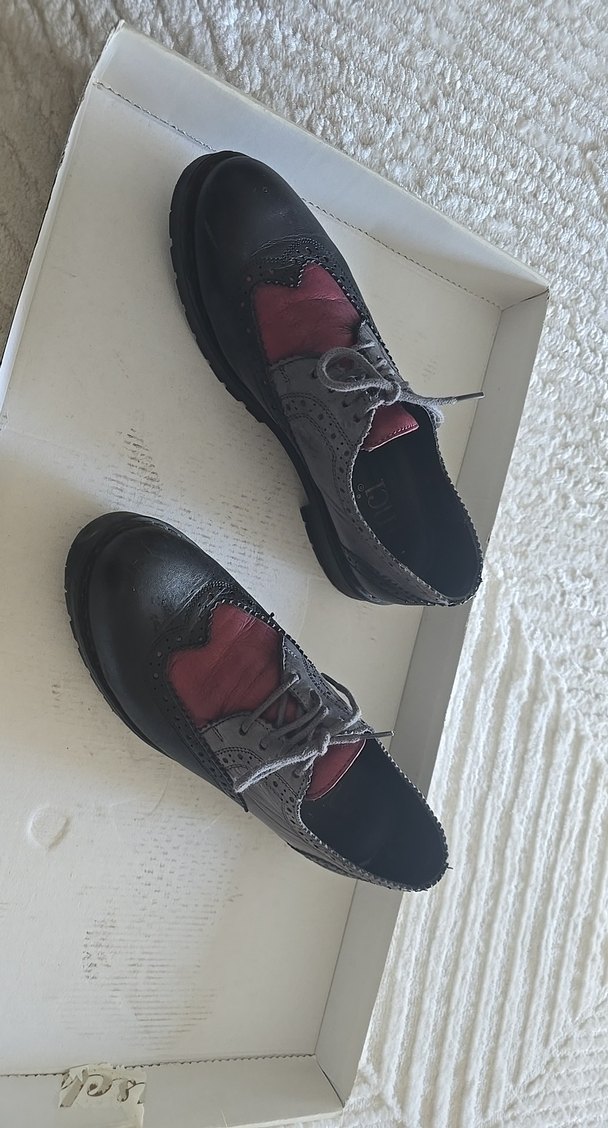 Gri Deri Kadın Klasik Ayakkabı - Görsel 2