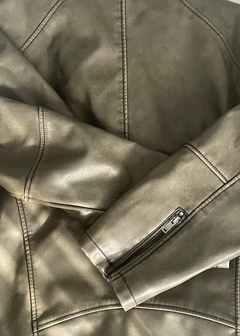 Gri Deri ceket pull bear - Görsel 3