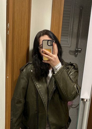 Gri Deri ceket pull bear - Görsel 4