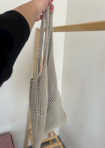 Bej Örgü Bohem Kadın Çanta - Görsel 5