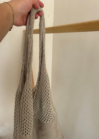 Bej Örgü Bohem Kadın Çanta - Görsel 4