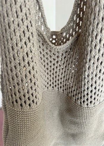 Bej Örgü Bohem Kadın Çanta - Görsel 2