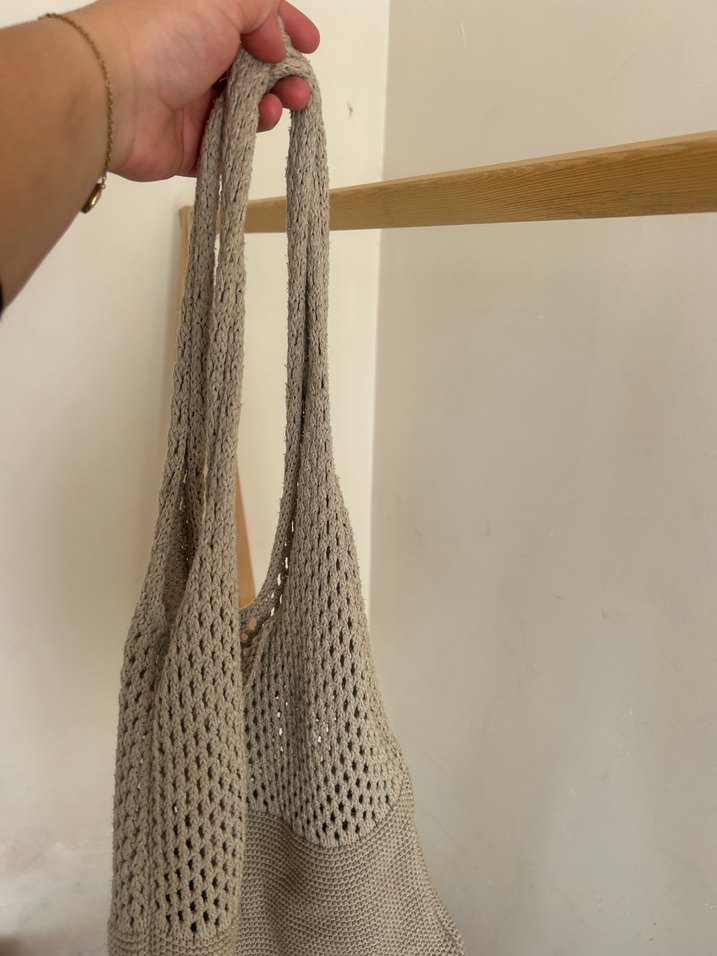 Bej Örgü Bohem Kadın Çanta - Görsel 4