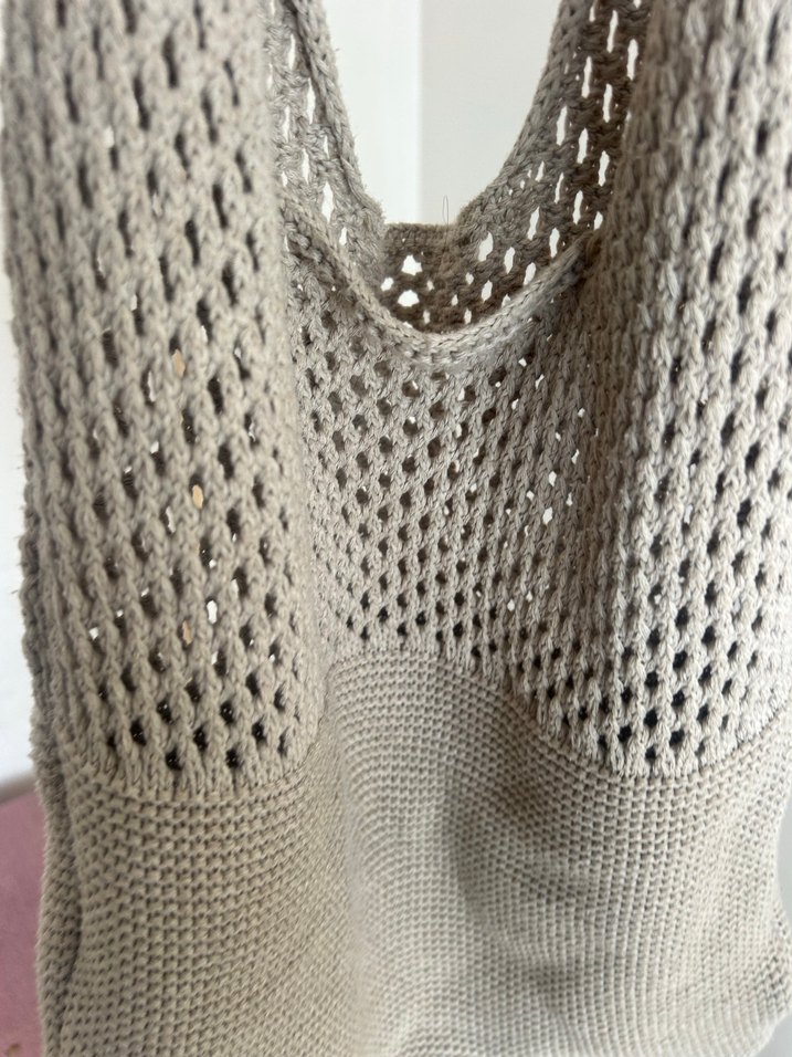 Bej Örgü Bohem Kadın Çanta - Görsel 2