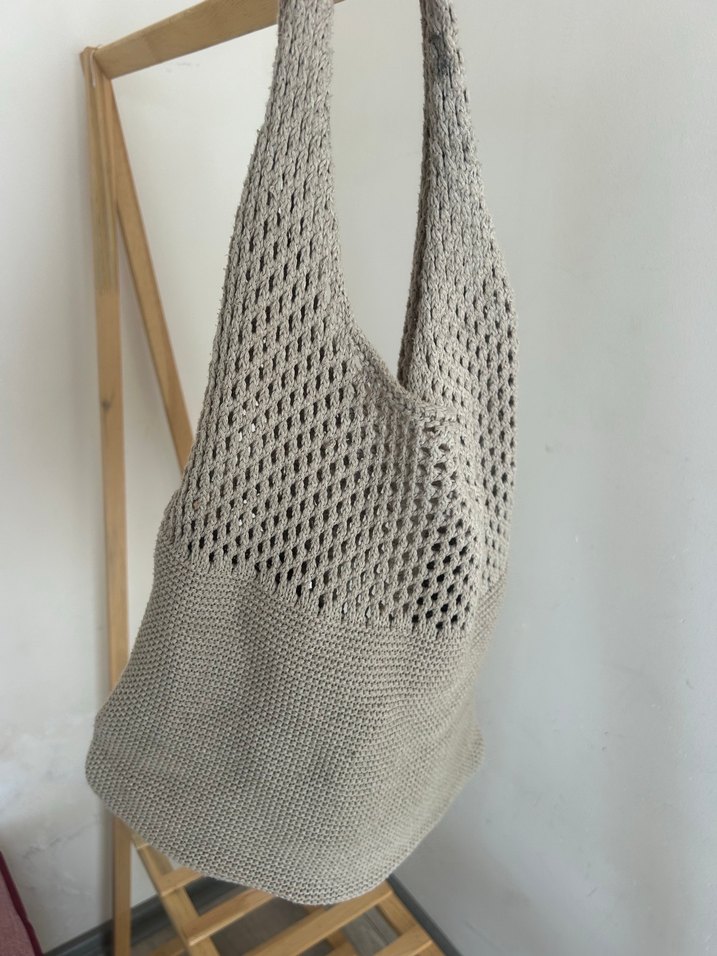 Bej Örgü Bohem Kadın Çanta - Görsel 3