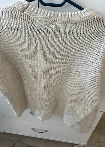Beyaz Örgü Kadın Triko Kazak - Görsel 4