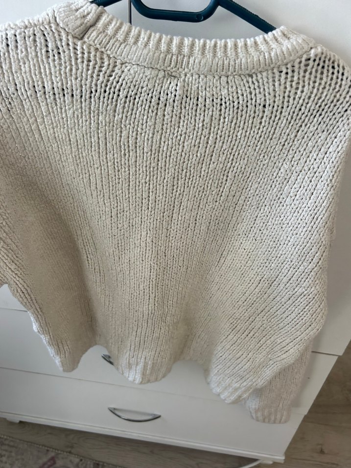 Beyaz Örgü Kadın Triko Kazak - Görsel 4