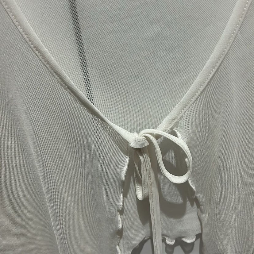 Beyaz Bağcıklı İnce Bluz - Görsel 2