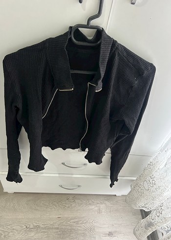 Fermuarlı Siyah Kadın Uzun Kollu Triko - Görsel 6