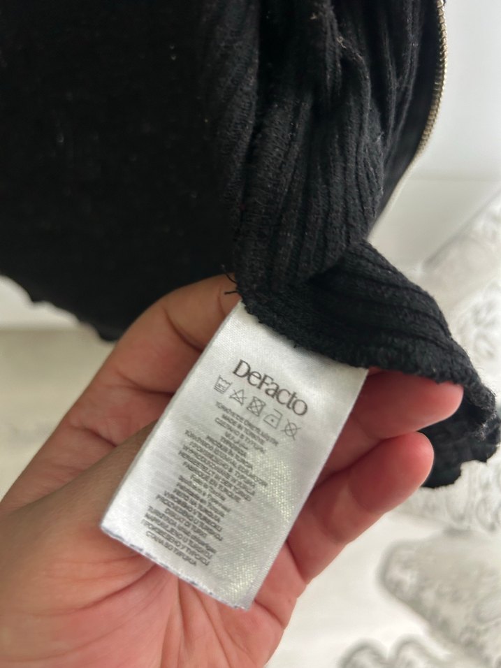 Fermuarlı Siyah Kadın Uzun Kollu Triko - Görsel 2