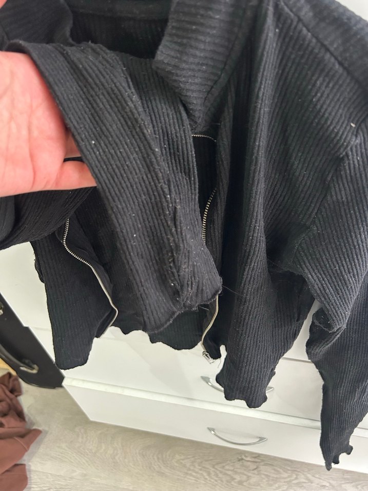 Fermuarlı Siyah Kadın Uzun Kollu Triko - Görsel 4