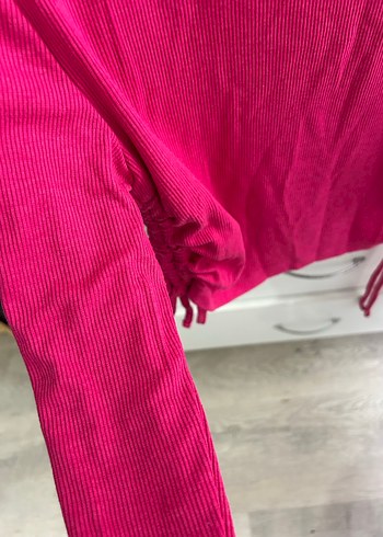 Pembe Uzun Kollu Crop Top - Görsel 5