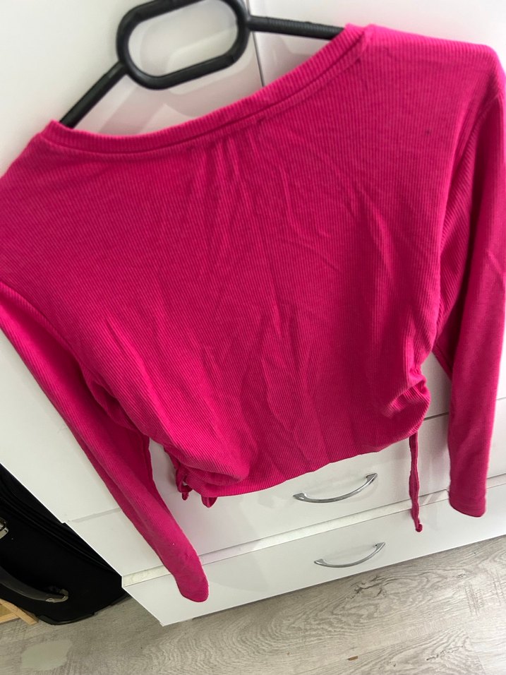 Pembe Uzun Kollu Crop Top - Görsel 4