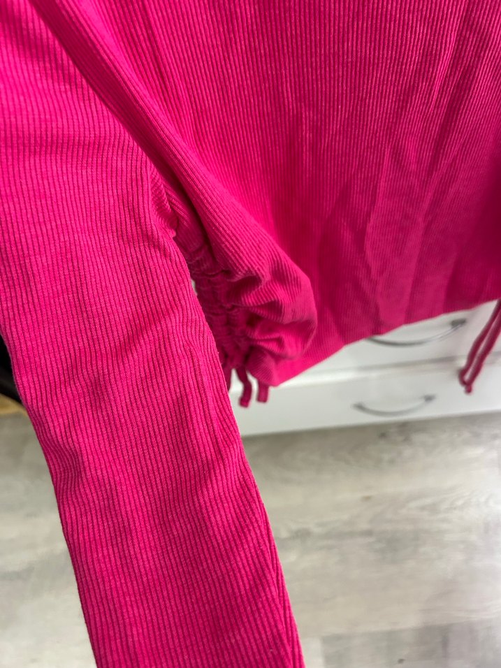 Pembe Uzun Kollu Crop Top - Görsel 5