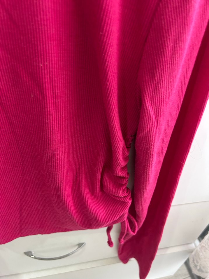 Pembe Uzun Kollu Crop Top - Görsel 3