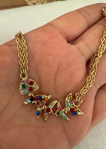 Renkli Taşlı  Balık Kılçığı Bileklik - Görsel 2