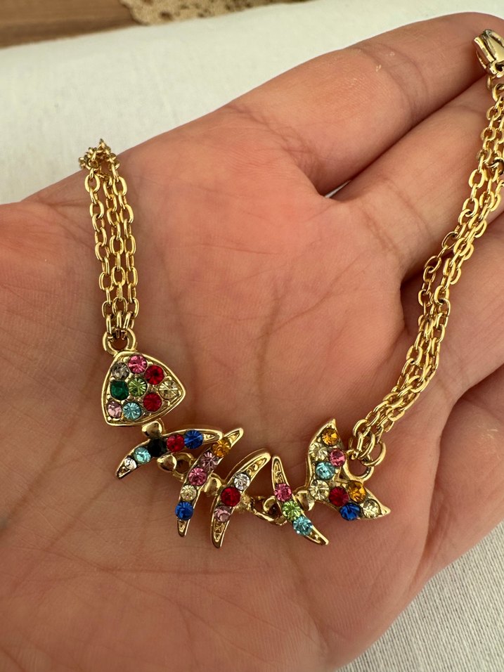 Renkli Taşlı  Balık Kılçığı Bileklik - Görsel 2