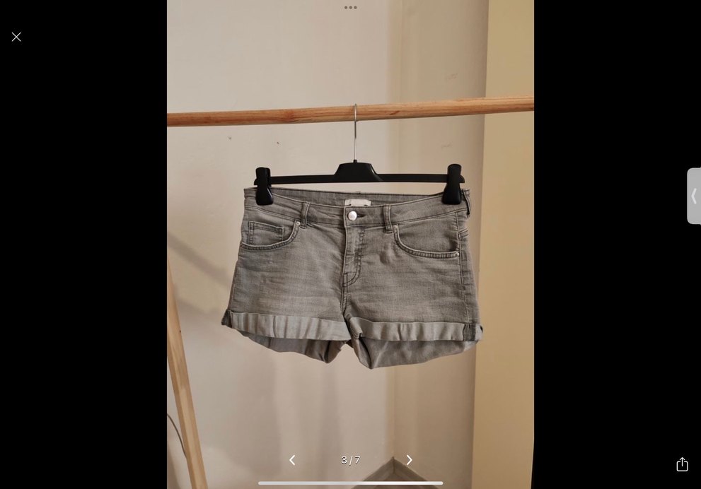 Hm Gri Mini Yıkamalı Bol Kesim Denim Şort - Görsel 2